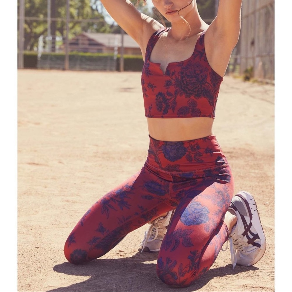 Free People Ashford lose control Sports Bra burgundy combo small